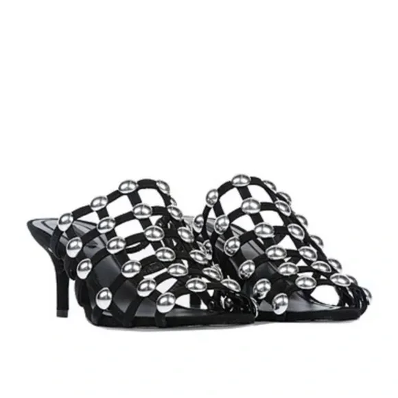 Alexander Wang Sofia Kitten Heel Sandal Mules Shoes Size  39 - Picture 2 of 11